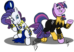 Size: 1071x760 | Tagged: safe, artist:cynos-zilla, derpibooru import, rarity, twilight sparkle, pony, unicorn, blackest night, blackest night equestria, crossover, indigo tribe, simple background, transparent background, yellow lantern