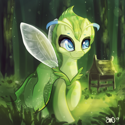 Size: 3000x3000 | Tagged: safe, artist:bean-sprouts, celebi, forest, pokémon, ponified, solo