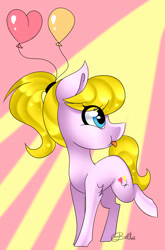 Size: 802x1215 | Tagged: safe, artist:mlppaint828, oc, oc only, oc:lola balloon, earth pony, pony, balloon, solo, tongue out