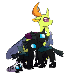 Size: 2739x3085 | Tagged: safe, artist:cloureed, thorax, changedling, changeling, changeling larva, age progression, changeling king, king thorax, redraw, simple background, solo, transparent background