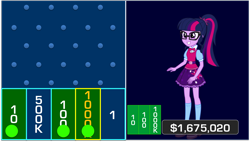 Size: 1518x862 | Tagged: safe, sci-twi, twilight sparkle, equestria girls, bagatelle, game show, solo, the wall