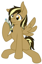 Size: 1453x2173 | Tagged: safe, artist:glacierfrostclaw, oc, oc only, oc:time quirk, pegasus, pony, derp, doctor who, female, mare, offspring, parent:derpy hooves, parent:doctor whooves, parents:doctorderpy, simple background, solo, sonic screwdriver, time lord, transparent background