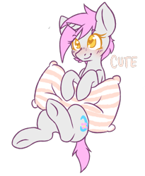 Size: 1801x2195 | Tagged: safe, artist:ruef, oc, oc only, pony, unicorn, cute, female, heart eyes, mare, pillow, simple background, solo, transparent background, wingding eyes