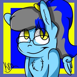 Size: 1000x1000 | Tagged: safe, artist:joushi, oc, oc only, pegasus, pony, blue, chest fluff, grey hair