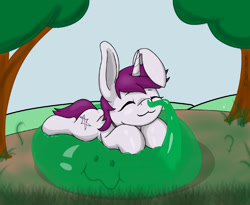 Size: 1954x1600 | Tagged: safe, artist:kpyah, oc, oc only, oc:lapush buns, pony, unicorn, :3, boop, bunny ears, bunnycorn, eyes closed, ooze, solo