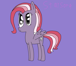 Size: 1698x1464 | Tagged: safe, artist:danishtreats, starsong, pegasus, pony, g3, 1000 hours in ms paint, g3 to g4, generation leap, ms paint, purple background, simple background, solo