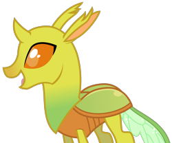 Size: 2891x2403 | Tagged: safe, artist:sketchmcreations, clypeus, changedling, changeling, to where and back again, background changeling, happy, open mouth, simple background, smiling, solo, transparent background, vector, yellow