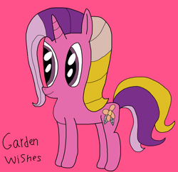 Size: 1284x1242 | Tagged: safe, artist:danishtreats, pony, unicorn, g3, 1000 hours in ms paint, g3 to g4, garden wishes, generation leap, ms paint, pink background, simple background, solo