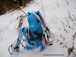 Size: 1136x852 | Tagged: safe, artist:chelidoni, g3, irl, photo, snow, snowflake (g3), solo, toy