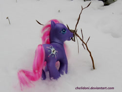 Size: 977x734 | Tagged: safe, artist:chelidoni, g3, irl, photo, snow, solo, star dasher, toy