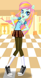 Size: 295x559 | Tagged: safe, artist:starsue.net, oc, oc only, oc:spunky sport, equestria girls, clothes, converse, cute, leggings, miniskirt, pleated skirt, shoes, skirt, socks, solo, starsue, tennis shoes, white socks