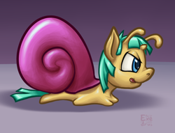 Size: 1412x1080 | Tagged: safe, artist:exedrus, derpibooru exclusive, snails, male, pun, snail, solo, species swap, visual pun