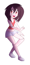 Size: 900x1900 | Tagged: safe, artist:wubcakeva, oc, oc only, oc:piper, zombie, equestria girls, belly button, clothes, equestria girls-ified, midriff, open mouth, simple background, smiling, solo, stitches, tanktop, transparent background