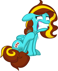 Size: 600x739 | Tagged: safe, artist:smokeymcdaniel, oc, oc only, oc:ilovekimpossiblealot, pegasus, pony, behaving like a dog, female, gritted teeth, itchy, mare, scratching, simple background, solo, transparent background