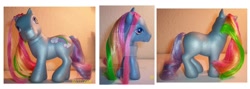 Size: 1600x571 | Tagged: safe, artist:stormyravenneko, rainbow dash (g3), g3, irl, photo, solo, toy, watermark