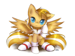 Size: 1191x900 | Tagged: safe, artist:nika191319, pony, crossover, cute, miles "tails" prower, ponified, solo, sonic the hedgehog (series)