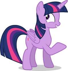 Size: 7000x7371 | Tagged: safe, artist:luckreza8, twilight sparkle, twilight sparkle (alicorn), alicorn, pony, to where and back again, .svg available, absurd resolution, female, folded wings, mare, raised hoof, simple background, solo, transparent background, vector