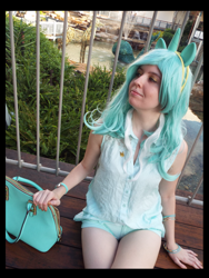 Size: 3456x4608 | Tagged: safe, artist:krazykari, lyra heartstrings, human, absurd resolution, clothes, cosplay, costume, high res, irl, irl human, photo, purse, solo