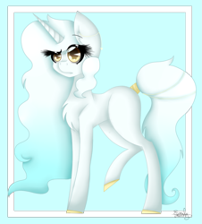 Size: 1087x1200 | Tagged: safe, artist:pinkpearlmlp, oc, oc only, oc:marshmallow, pony, unicorn, female, mare, raised leg, solo