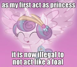 Size: 896x780 | Tagged: safe, edit, edited screencap, screencap, princess flurry heart, crystal pony, pony, the crystalling, crystallized, image macro, meme, so flurry decrees, solo