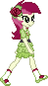 Size: 98x174 | Tagged: safe, artist:botchan-mlp, roseluck, equestria girls, animated, cute, cuteluck, desktop ponies, flower, flower in hair, gif, pixel art, simple background, solo, sprite, transparent background, walking