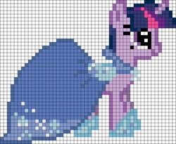 Size: 736x603 | Tagged: artist needed, safe, twilight sparkle, pony, unicorn, the best night ever, clothes, dress, gala dress, grid, pixel art, solo