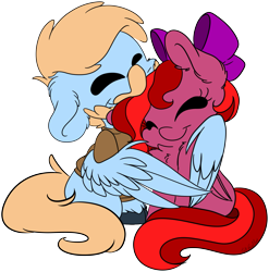 Size: 5319x5374 | Tagged: safe, artist:cutepencilcase, oc, oc only, pegasus, pony, absurd resolution, commission, cuddling, eyes closed, female, hug, male, mare, simple background, smiling, stallion, transparent background, winghug