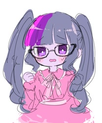 Size: 500x600 | Tagged: safe, artist:weiliy, sci-twi, twilight sparkle, equestria girls, glasses, pigtails, solo, twintails