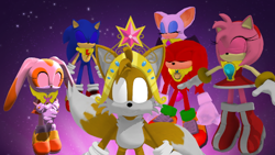 Size: 512x288 | Tagged: safe, artist:harmony--bunny, pony, 3d, amy rose, cream the rabbit, crossover, elements of harmony, knuckles the echidna, miles "tails" prower, mmd, rouge the bat, sonic the hedgehog, sonic the hedgehog (series), the elements in action