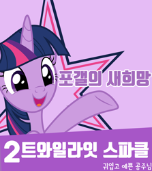 Size: 2778x3118 | Tagged: safe, twilight sparkle, twilight sparkle (alicorn), alicorn, pony, dcinside, election, korean, poster, solo