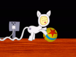 Size: 2048x1536 | Tagged: safe, artist:employeeamillion, ball, electrical outlet, inanimate object, luxo, luxo jr, pixar, ponified