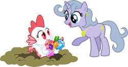 Size: 3810x2000 | Tagged: safe, artist:audiobeatzz, oc, oc only, oc:gem, oc:jewelspell, dragon, pony, unicorn, female, gem, high res, hole, mare, simple background, transparent background, vector