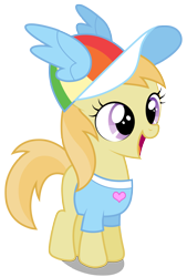 Size: 2033x3000 | Tagged: safe, artist:brony-works, noi, pony, the mysterious mare do well, cap, clothes, cute, female, filly, happy, hat, high res, mare, noiabetes, rainbow dash fanclub, shirt, simple background, smiling, solo, transparent background, vector