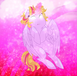 Size: 900x882 | Tagged: safe, artist:bibmob, oc, oc only, oc:velvet dawn, alicorn, pony, alicorn oc, crying, female, filly, glowing eyes, glowing horn, magic overload, offspring, parent:prince blueblood, parent:twilight sparkle, parents:twiblood, solo