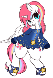 Size: 2396x3477 | Tagged: safe, artist:wickedsilly, oc, oc only, oc:nekonin, alicorn, pony, alicorn oc, bipedal, clothes, crossdressing, crossover, cute, dress, femboy, gloves, high heels, male, sandals, solo, stallion, stars, tera, trap