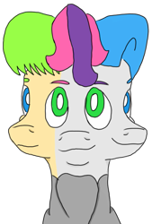 Size: 589x870 | Tagged: safe, artist:andandampersand, artist:toyminator900, oc, oc only, oc:andandampersand, earth pony, original species, simple background, three faces, transparent background