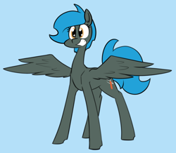 Size: 958x836 | Tagged: safe, artist:whatsapokemon, oc, oc only, oc:jade shine, pegasus, pony, female, golden eyes, grin, mare, missing accessory, smiling, solo, solo female, tall