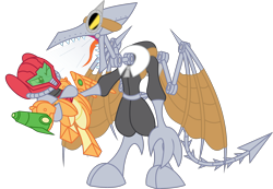 Size: 2446x1694 | Tagged: safe, artist:dalekolt, cyborg, pony, meta ridley, metroid, ponified, ridley, samus aran