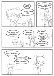 Size: 1240x1754 | Tagged: safe, artist:junker-kun, human, comic, humanized, manga, monochrome