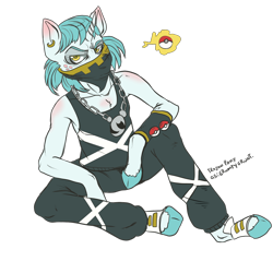 Size: 2000x2000 | Tagged: safe, artist:trojan-pony, oc, oc only, oc:pencil smoker, anthro, unguligrade anthro, unicorn, arm hooves, hooves, piercing, pokéball, pokémon, simple background, solo, team skull, transparent background, unshorn fetlocks