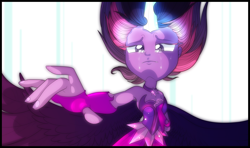 Size: 8000x4739 | Tagged: safe, artist:elskafox, midnight sparkle, sci-twi, twilight sparkle, equestria girls, friendship games, absurd resolution, clothes, crying, dress, female, fingerless gloves, gloves, scene interpretation, solo