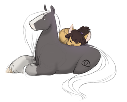 Size: 819x663 | Tagged: safe, artist:kapusha-blr, oc, oc only, earth pony, horse, pony, sleeping, snuggling, solo