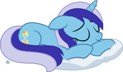 Size: 2999x1754 | Tagged: safe, artist:arifproject, minuette, pony, unicorn, cloud, cute, female, mare, minubetes, pillow, prone, simple background, sleeping, smiling, solo, transparent background