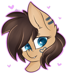 Size: 1634x1771 | Tagged: safe, artist:ashee, oc, oc only, oc:kuri, pegasus, pony, ear piercing, heart, piercing, simple background, solo, transparent background