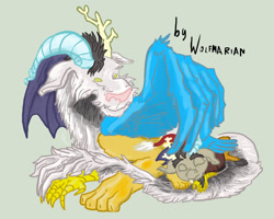 Size: 1280x1024 | Tagged: safe, artist:wolfmarian, discord, oc, draconequus, male, solo, younger