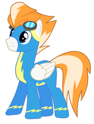 Size: 3600x4720 | Tagged: safe, artist:philipp04, fire streak, absurd resolution, clothes, goggles, simple background, solo, transparent background, wonderbolts, wonderbolts uniform