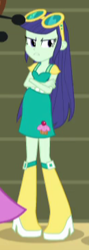 Size: 130x366 | Tagged: safe, screencap, blueberry cake, equestria girls, rainbow rocks, angry, background human, boots, cropped, crossed arms, cupcake, food, glasses, high heel boots, solo, sunglasses