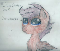 Size: 1909x1640 | Tagged: safe, artist:silversthreads, scootaloo, pegasus, pony, daily sketch, female, filly, sketch, solo, traditional art