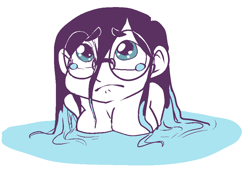 Size: 921x627 | Tagged: safe, artist:/d/non, oc, oc only, oc:mal, satyr, bath, crying, glasses, offspring, parent:oc:nyx, sad, solo, water, wet