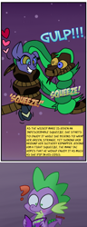 Size: 700x1815 | Tagged: safe, artist:snakeythingy, mane-iac, spike, dragon, snake, aroused, blushing, choking, coils, comic, comic book, confused, crossed hooves, dialogue, heart, kaa, kaa eyes, mind control, one-sided love, peril, story included, the tables have turned, unrequited